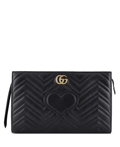 Pre-Owned Gucci Gg Marmont Clutch Matelasse Leather