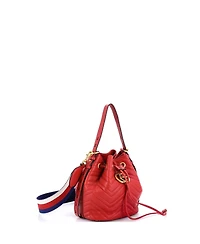 Pre-Owned Gucci Small Gg Marmont Bucket Bag Matelasse Leather