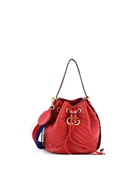 Pre-Owned Gucci Small Gg Marmont Bucket Bag Matelasse Leather