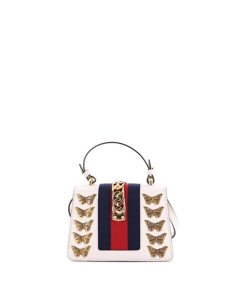 Pre-Owned Gucci Mini Sylvie Top Handle Bag Embellished Leather