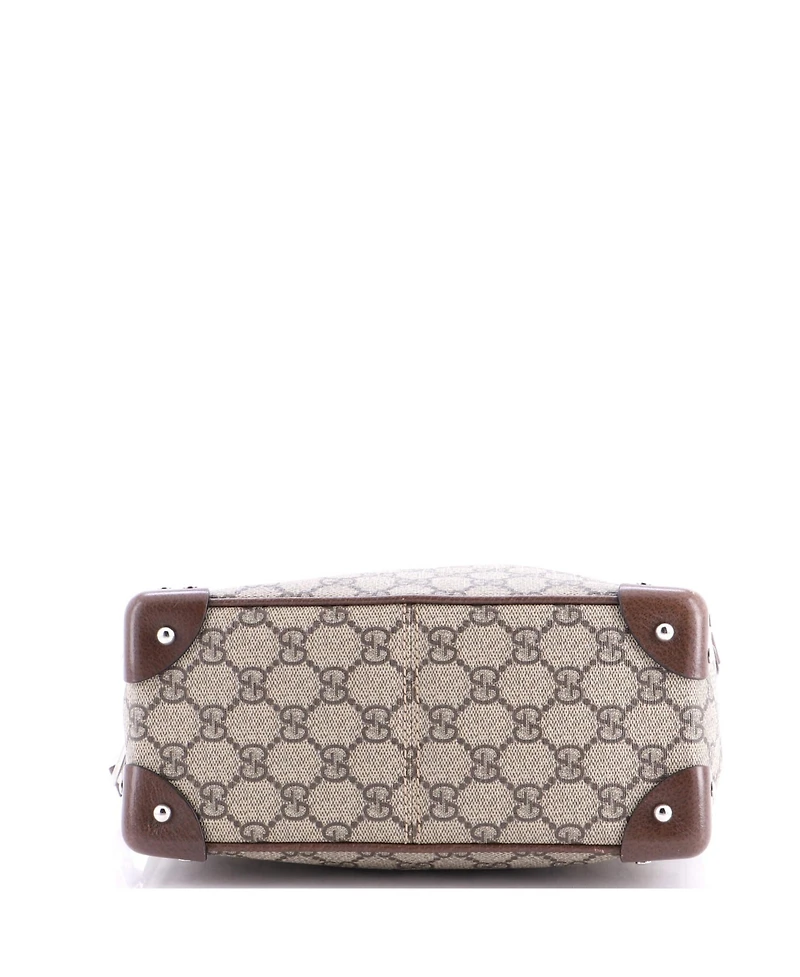 Pre-Owned Gucci Trunk Shoulder Bag Gg Coated Canvas with Studded Leather
