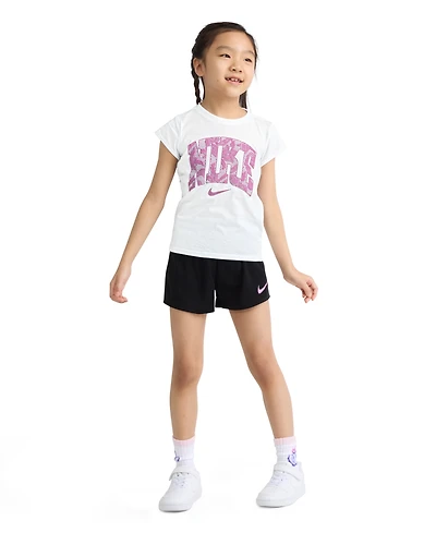Nike Girls' 4-6X Lace It Up Crewneck T-Shirt and Mesh Shorts, 2-Piece Set