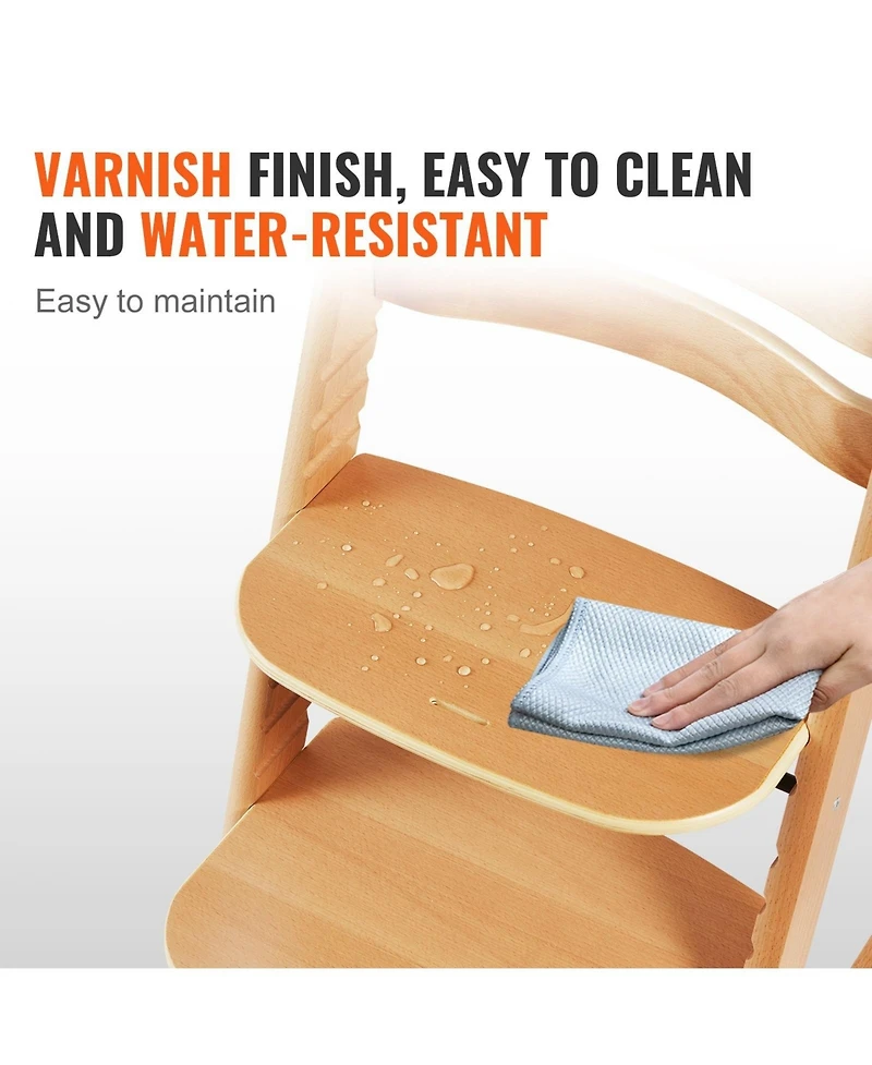 Gouun Toddler Wooden High Chair for Babies and Toddlers Adjustable Convertible Feeding Chair with Tray