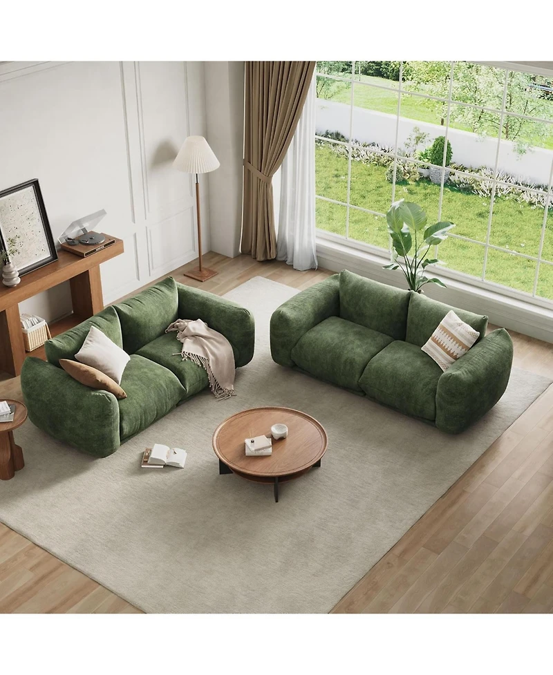 gaomon Modular Sofa Set of 2 Loveseats, Chenille Cloud Couch with Deep Seat