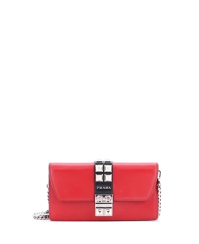 Pre-Owned Prada Elektra Wallet on Chain Studded Leather