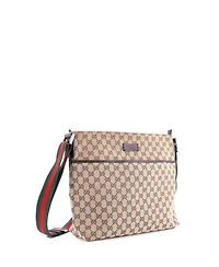 Pre-Owned Gucci Medium Front Pocket Web Messenger Gg Canvas