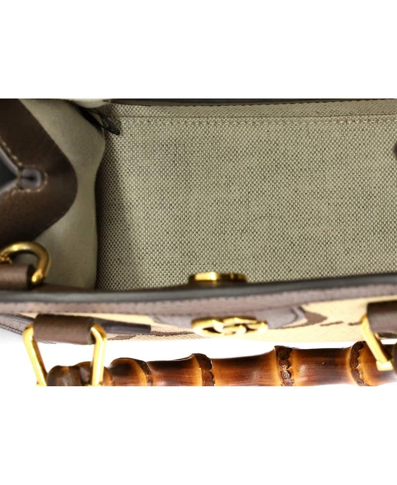 Pre-Owned Gucci Mini Diana Nm Bamboo Handle Tote Jumbo Gg Canvas