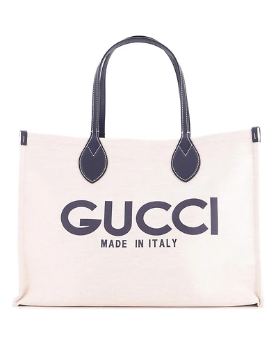 Pre-Owned Gucci Medium Logo Shopper Tote Printed Canvas