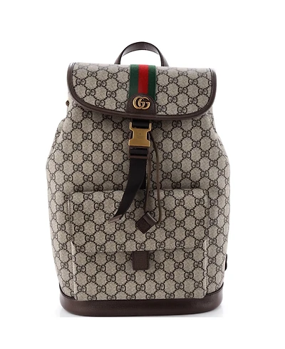 Pre-Owned Gucci Small Ophidia Buckle Backpack Gg Coated Canvas