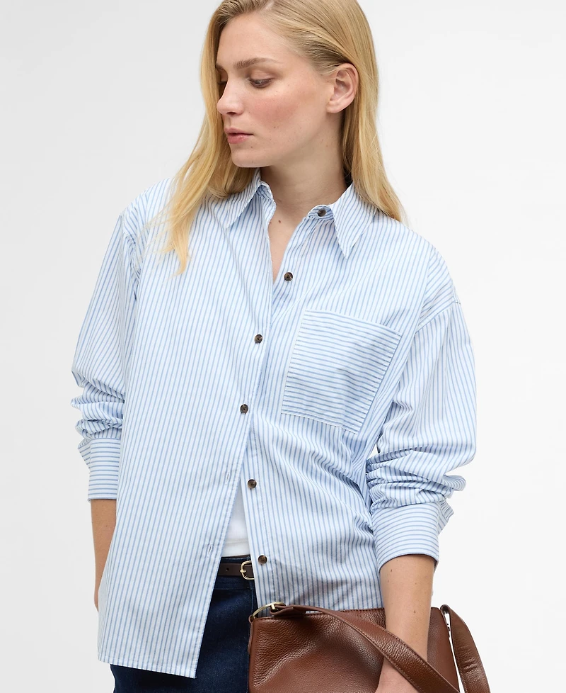 Barbour Women's Polly Striped Pointed Collar Cotton Shirt