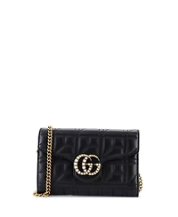 Pre-Owned Gucci Mini Pearly Gg Marmont Chain Wallet Matelasse Leather