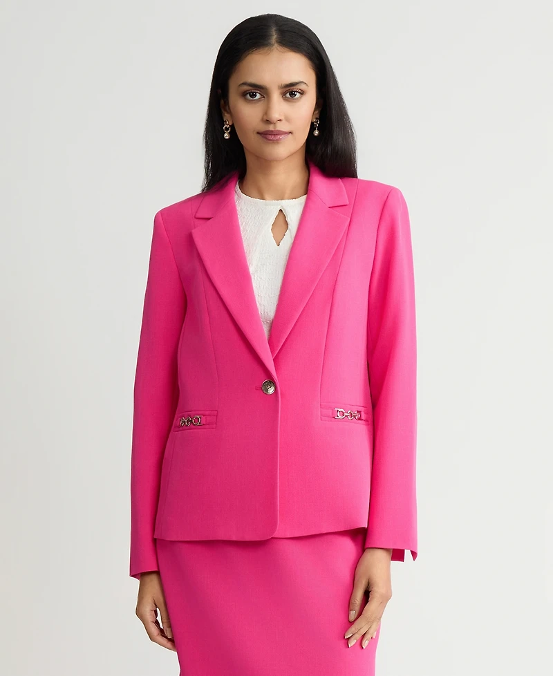 Kasper Women's One-Button Chain-Trim Blazer, Regular & Petite