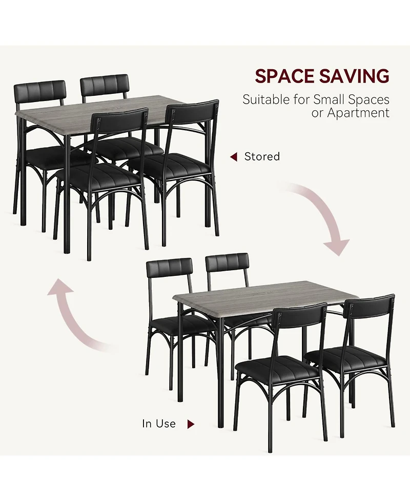 gaomon Kitchen Table and Chairs for 4, Dining Table Set for 4 with Upholstered Chairs, 5 Piece Rectangular Kitchen Table Set, Dining Room Table Set
