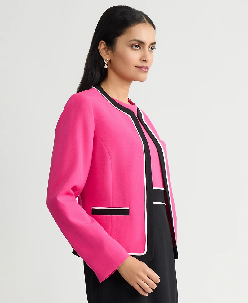 Kasper Women's Contrast-Trim Open-Front Jacket, Regular & Petite