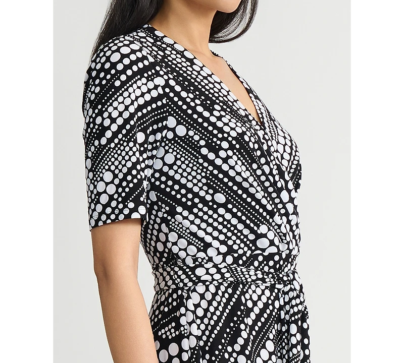 Kasper Women's Printed Faux-Wrap Midi Dress