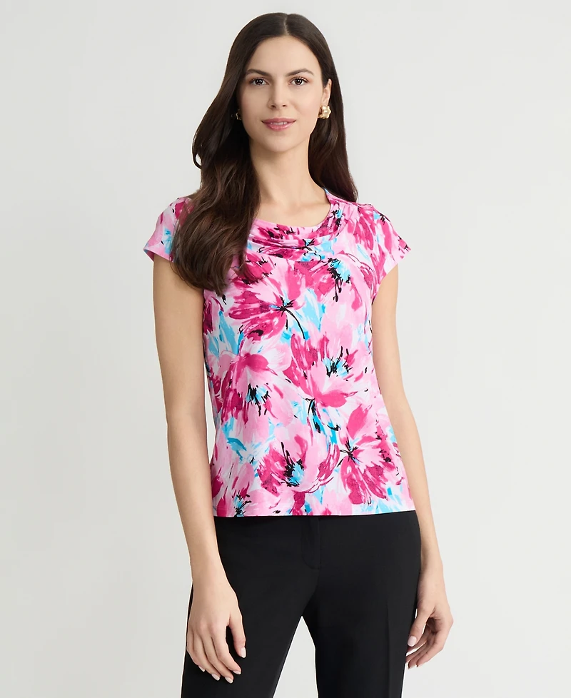 Kasper Women's Printed Cowlneck Top