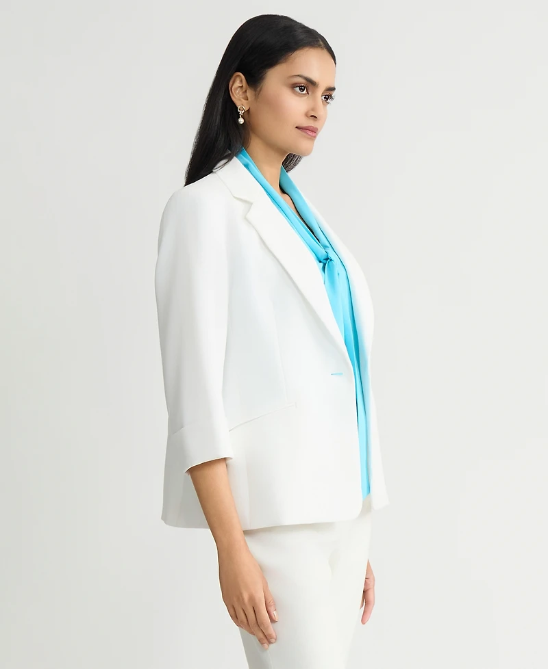 Kasper Women's Cuffed-Sleeve One-Button Blazer, Regular & Petite