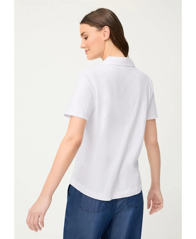 Olsen Women's Embroidered Polo Henley T-Shirt