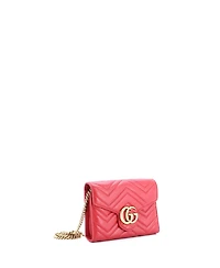 Pre-Owned Gucci Mini Gg Marmont Chain Wallet Matelasse Leather
