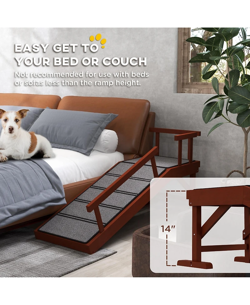 PawHut Wooden Dog Ramp with Removable Guardrails, Non-Slip, 49",