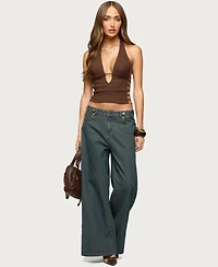 Edikted Women's Aneera Cutout Plunging Halter Top