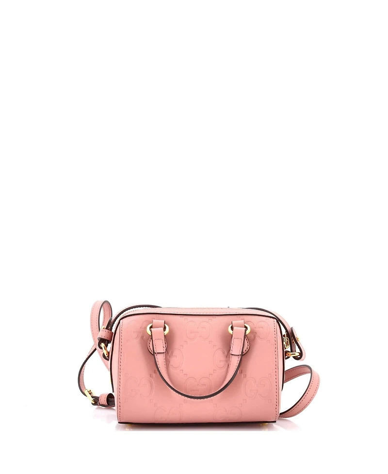 Pre-Owned Gucci Super Mini Convertible Boston Bag Jumbo Gg Embossed Leather