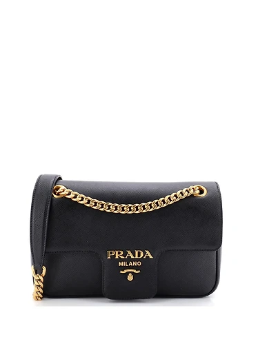 Pre-Owned Prada Small Pattina Flap Shoulder Bag Saffiano Leather