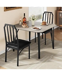 gaomon Dining Table Set for 2 With Chamfer Design,3-Piece Kitchen Table and Chairs With Cushioned Pu Seats.