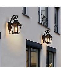 Flynama 14" Outdoor Wall Lanterns 2-Pack, Waterproof Wall Sconce with Clear Glass Panels, Patio, Garden