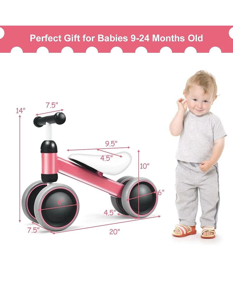 Hongge Baby Balance Bike for 2 Years Old Boys/Girls No Pedal 4 Wheels