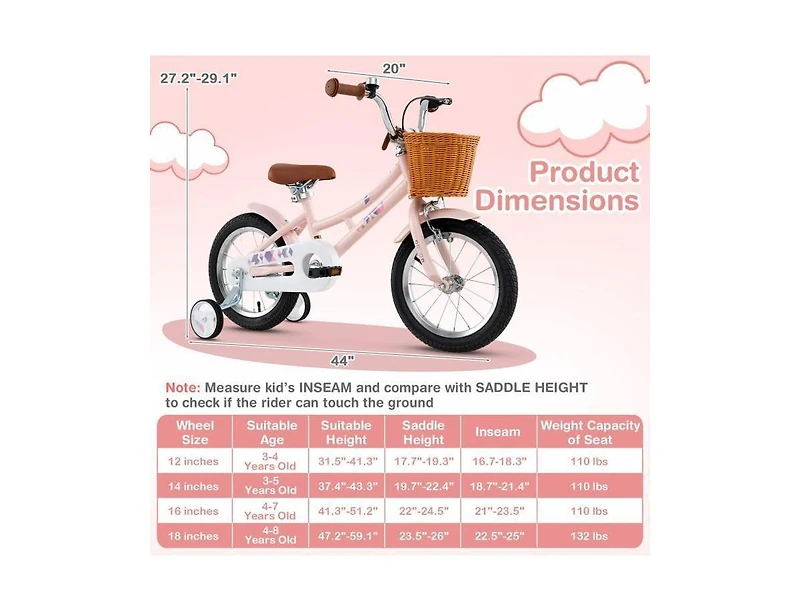 Hongge 14 Inch Kids Retro Bicycle with Adjustable Height and Basket