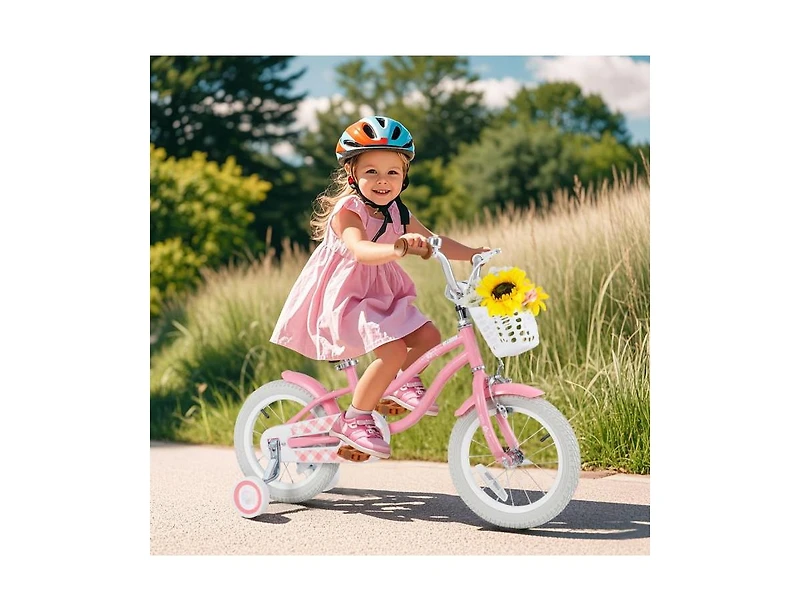 Hongge Kids Bike with Training Wheels and Basket for Boys & Girls