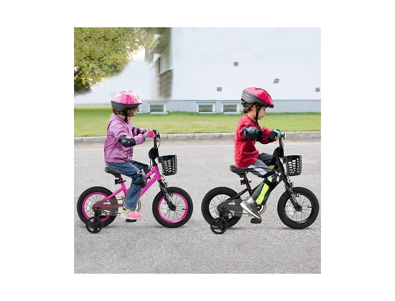 Hongge Kids Bike with Basket and Training Wheels-4-5 Years