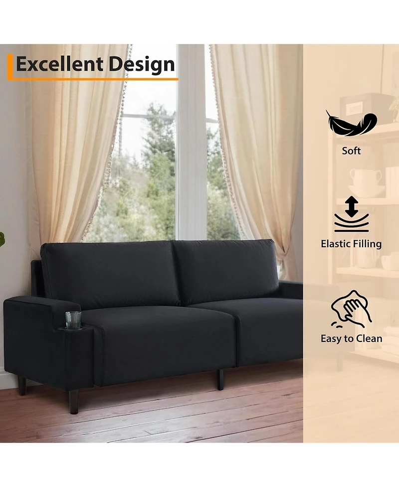 gaomon 80.7" Loveseat Sofa, Fabric Sleeper Couch with Wood Frame