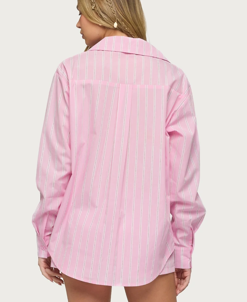 Edikted Women's Carmella Striped Oversized Shirt