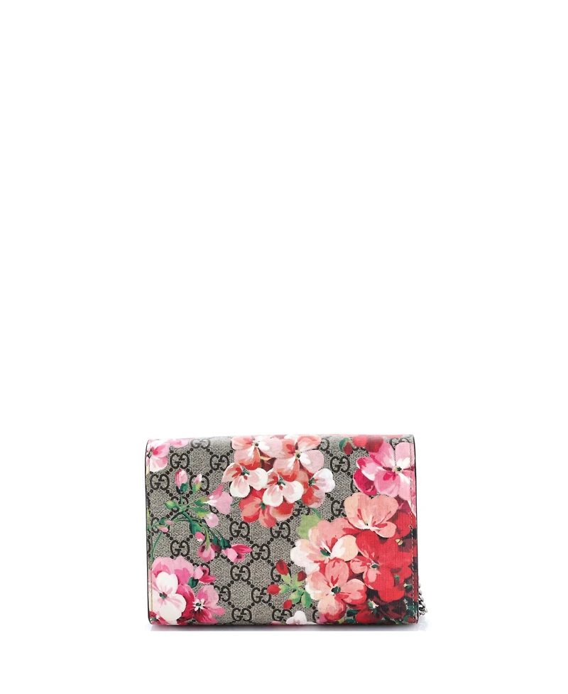 Pre-Owned Gucci Small Dionysus Chain Wallet Blooms Print Gg Coated Canvas