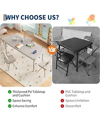 gaomon 5 Piece Folding Kids Table and Chairs Set, Children Activity Table and Chairs Set for Dining Room,Daycare,Classrooms