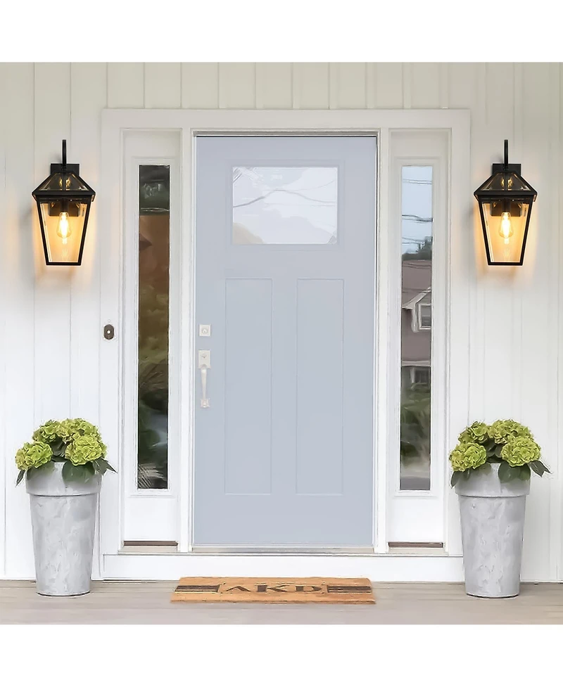 Flynama 21"(H) -Pack Outdoor Wall Lantern Light – Modern Metal and Clear Glass Sconce for Porch, Patio