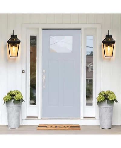 Flynama 21"(H) 2-Pack Outdoor Wall Lantern Light – Modern Metal and Clear Glass Sconce for Porch, Patio, and Garden Lighting (Bulb Not Inc