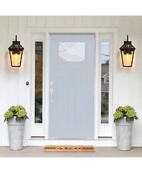 Flynama 21"(H) 2-Pack Outdoor Wall Lantern Light – Modern Metal and Clear Glass Sconce for Porch, Patio, and Garden Lighting (Bulb Not Inc