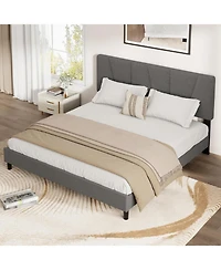 gaomon Mdf + Iron Geometric Pattern Soft Bed, Stylish and Modern Design, Upholstered Mattress