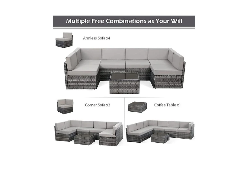 Aecojoy 7 Piece Outdoor Patio Furniture Set