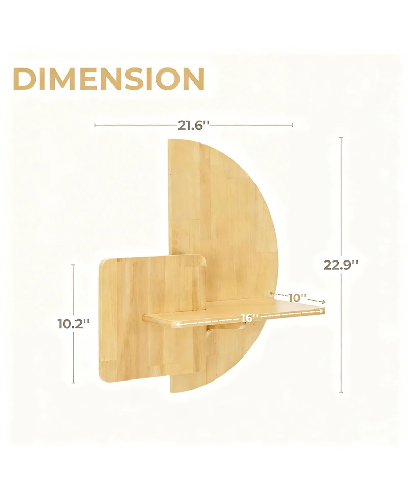 Yigii Solid Wood Floating Nightstand Wall Mounted Walnut Shelf