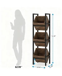 Yigii 3-Tier Basket Stand Wooden Storage shelf Kitchen Bathroom Organizer