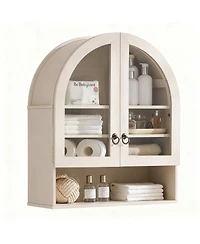 Yigii Arched Wall Cabinet Wide Adjustable Shelves Glass Doors Over Toilet Storage