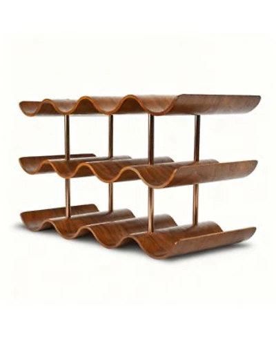 Yigii Countertop Wine shelf Wooden Storage Wavy Organizer Kitchen Cabinet Pantry Bar