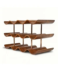 Yigii Countertop Wine shelf Wooden Storage Wavy Organizer Kitchen Cabinet Pantry Bar