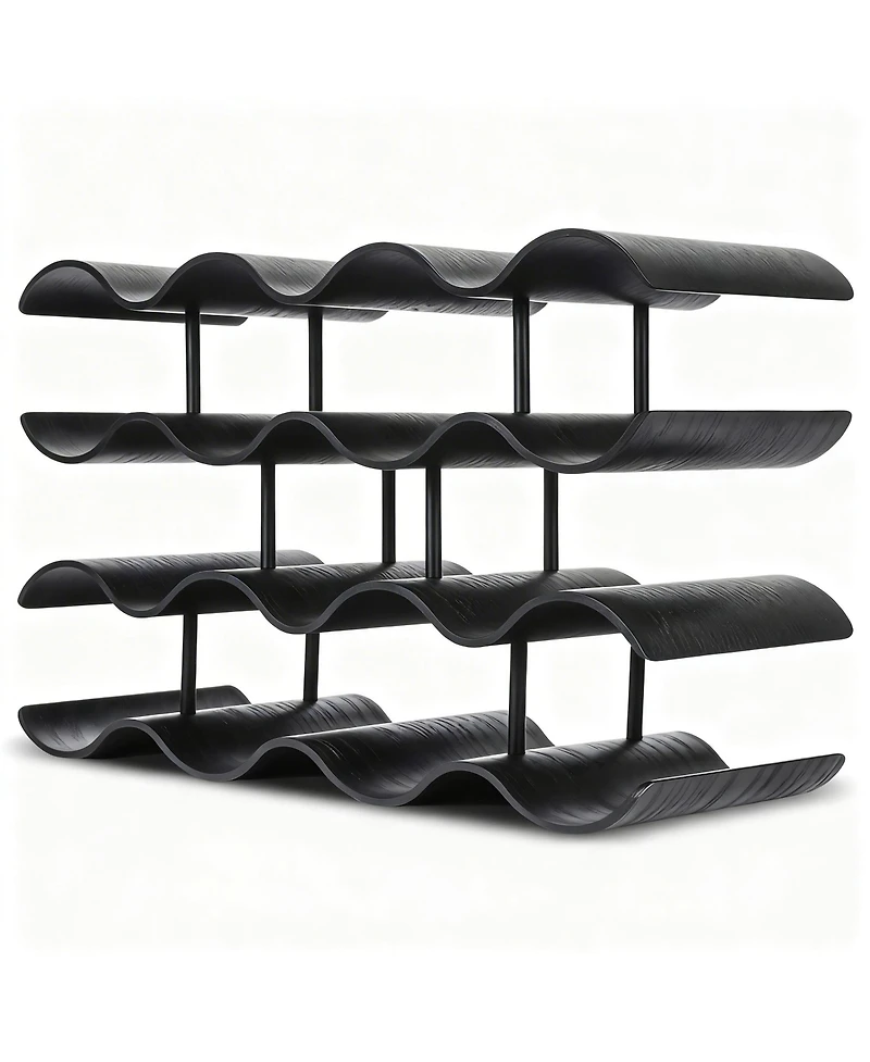 Yigii Countertop Wine shelf Wooden Storage Wavy Organizer Kitchen Cabinet Pantry Bar