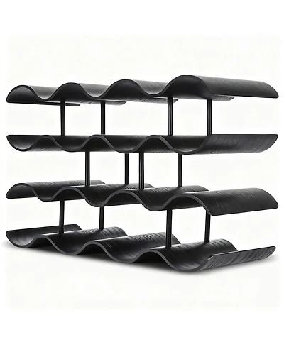 Yigii Countertop Wine shelf Wooden Storage Wavy Organizer Kitchen Cabinet Pantry Bar