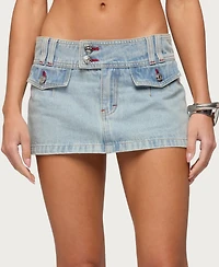 Edikted Womens Rae Denim Mini Skort